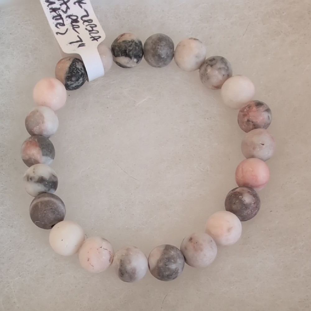 Matte Pink Zebra Jasper Stretch Bracelet
